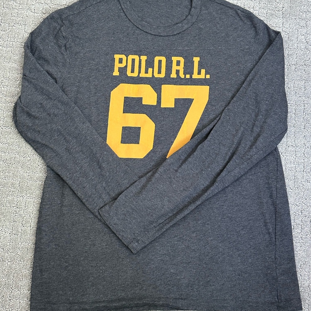 Ralph Lauren Gray and Yellow Long Sleeve Tee